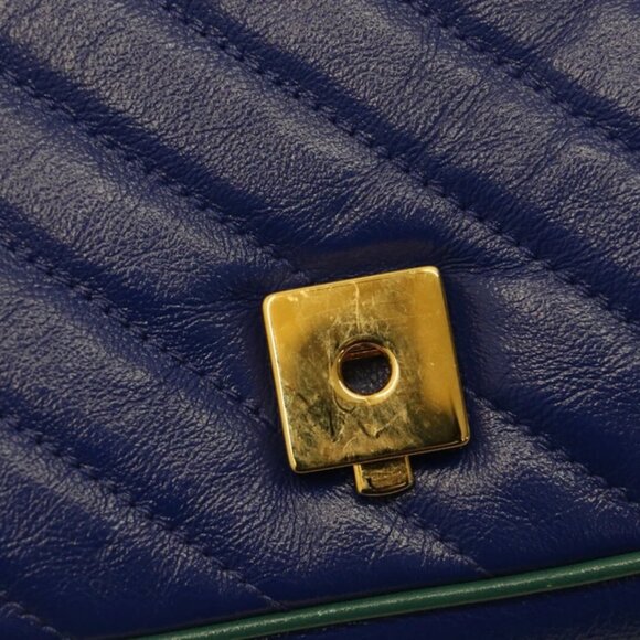 Gucci GG Marmont Small Shoulder Bag Blue Matelassé Leather - Picture 5 of 13